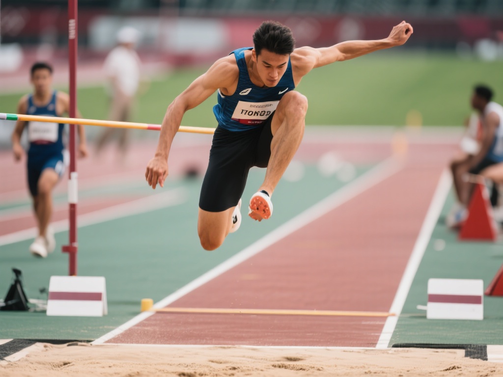 跳跃项目，如跳高、跳远和三级跳远，则展现了田径中优